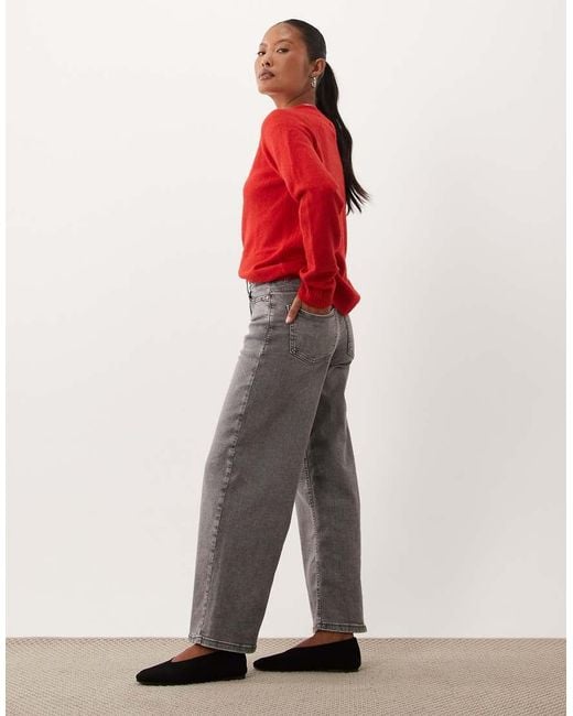 JDY Petite Red Felina High Waist Wide Leg Jeans