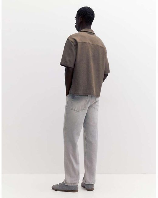 Pull&Bear Brown Terrycloth Short Sleeve Shirt for men