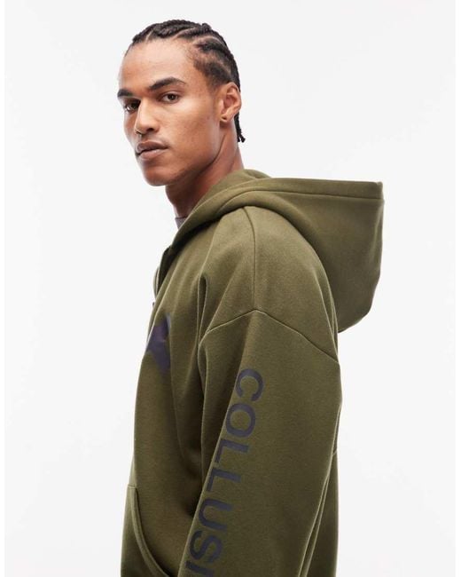 Collusion Green Heavyweight Boxy Hoodie for men