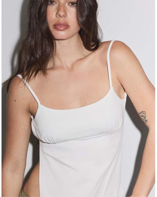 Stradivarius White Open Back Strappy Top