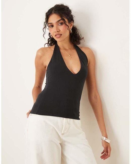 Abercrombie & Fitch Black Seamless Halter Neck Top
