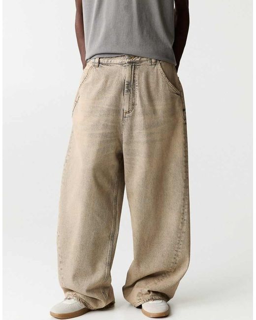 Pull&Bear Natural Super Baggy Jeans for men
