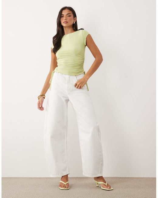 ASOS Green Lettuce Edge Cap Sleeve With Ruching Channel