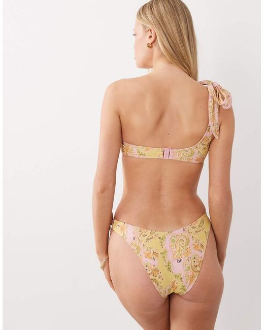 ASOS Natural Sarah V Front Tie Side Bikini Bottom