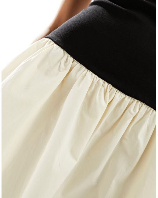 Robe bandeau longue contrastante à taille basse - noir et crème 4th & Reckless en coloris White