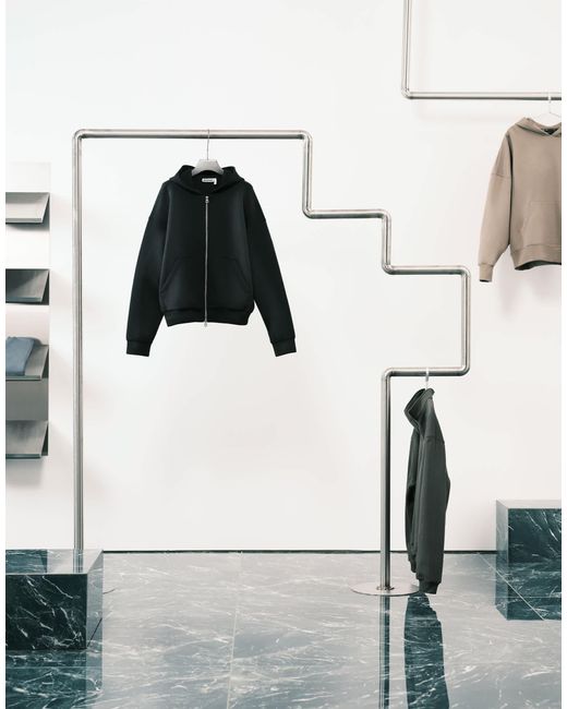 Weekday Black Scuba-style Fabric Zip Up Hoodie for men