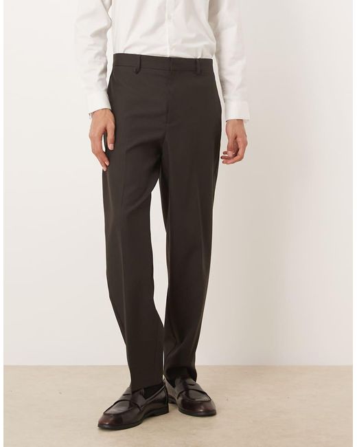 ASOS Natural Barrel Suit Trousers for men