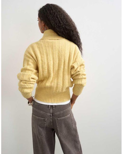 TOPSHOP Purple Knitted Rib Funnel Neck Jumper