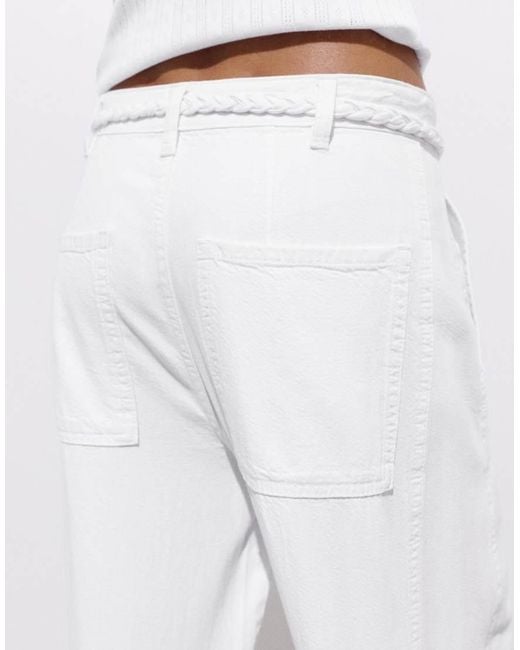 Pull&Bear White Balloon Jeans With Drawstring