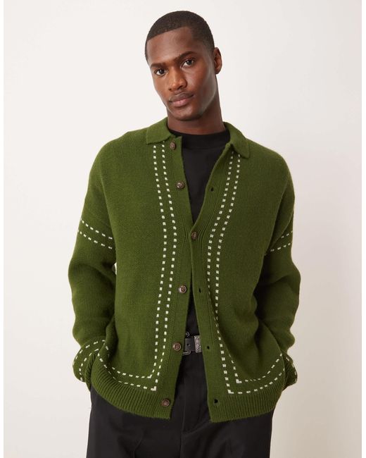 ASOS Green Relaxed Button Up Polo for men