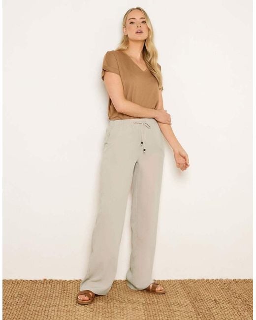 Long Tall Sally White Textured Wide Leg Trousers