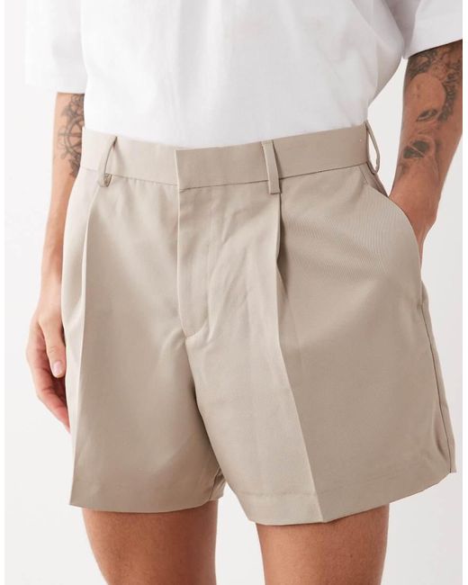 ASOS White Smart Wide Cropped Shorts for men