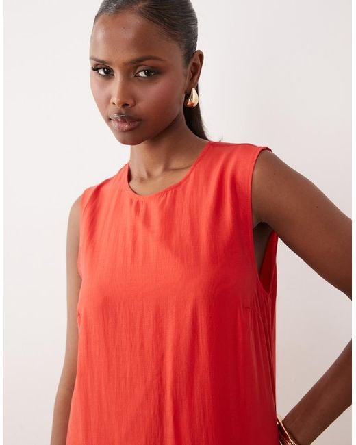 Y.A.S Red Drop Waist Volume Maxi Dress