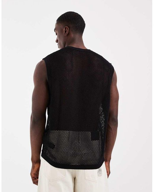 ASOS Black Knit Relaxed Tank Top for men