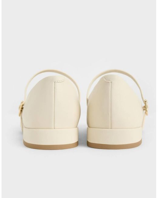 Charles & Keith Natural Gertrude Round-Toe Mary Janes