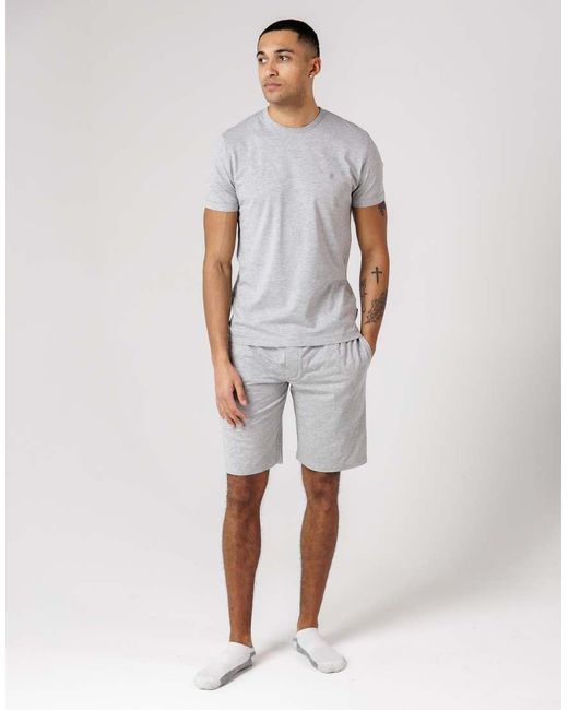 French Connection White Cotton T-Shirt And Shorts Co-Ord Set for men