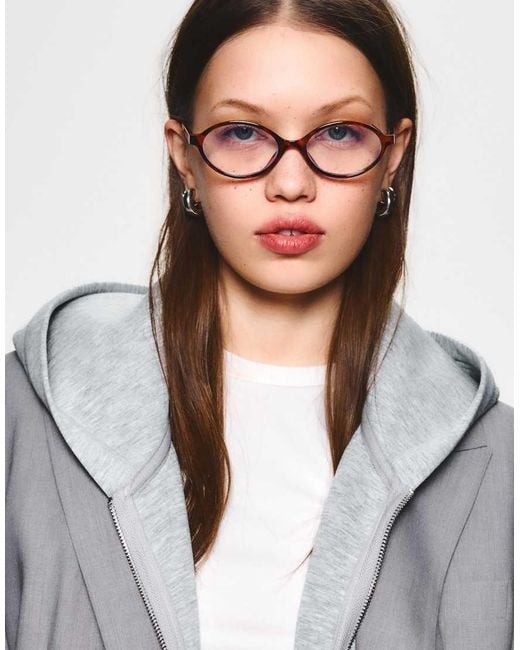 Bershka White Oval Resin Sunglasses