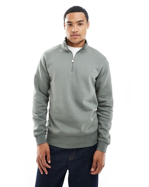 Only & Sons Gray Half Zip Sweat for men