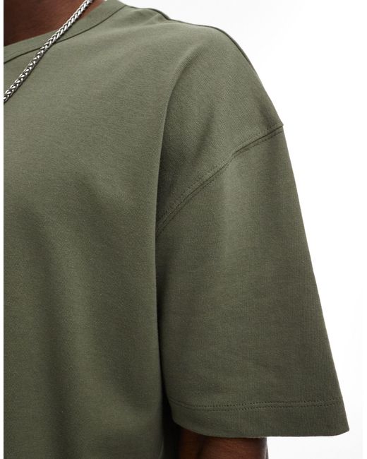 ASOS – schweres, kastiges oversize-t-shirt in Green für Herren