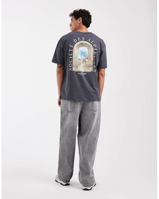 Jack & Jones Blue Oversized T-shirt With Scenic Backprint for men