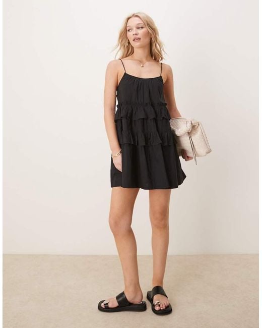 ASOS Black Ruffle Tiered Mini Sundress