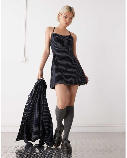 Collusion Black Denim Pinny Dress