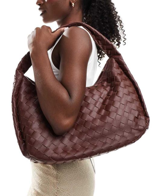 Glamorous Brown Oversized Woven Shoulder Bag