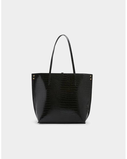 River Island Croc Embossed Tote Bag in Black Lyst UK