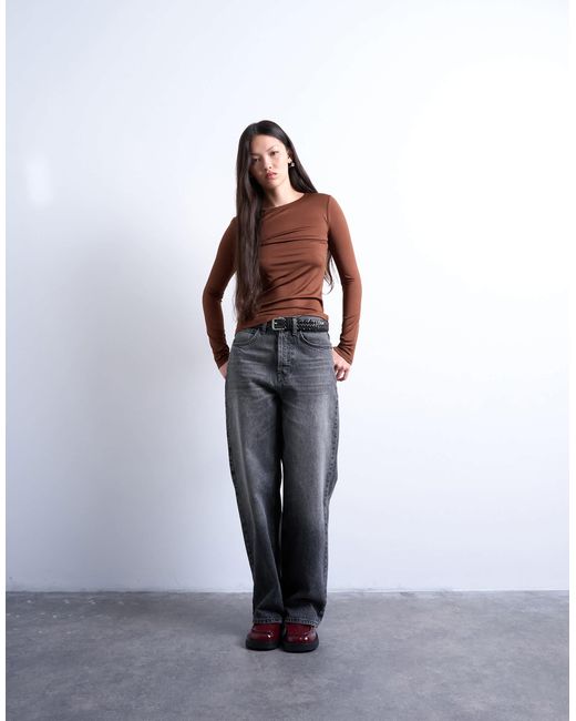 TOPSHOP Brown – anschmiegsames, langärmliges oberteil