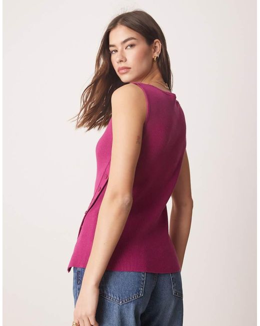 Abercrombie & Fitch Asymmetrisch Gebreide Tanktop in het Purple