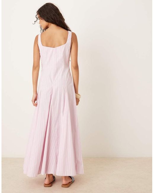 ASOS Pink Sleeveless Waisted Midi Dress