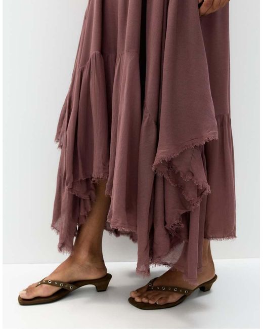 Vestito Midi Con Fondo Asimmetrico di Pull&Bear in Brown