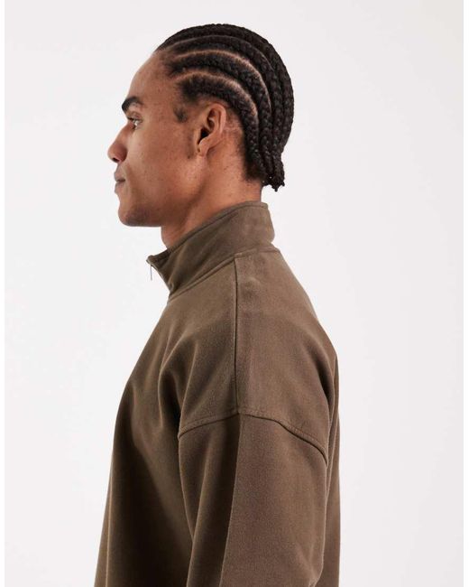 Levi's Brown Tonal Embroidered 1/4 Zip Sweatshirt for men
