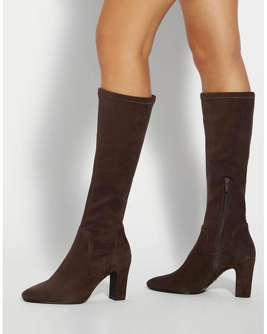 Dune Brown Simple Knee High Boots