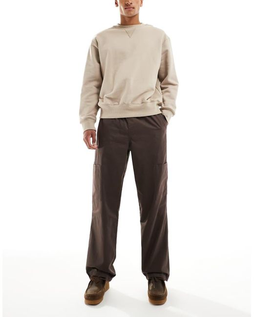 ASOS Brown baggy Pull On Cargo Pants for men