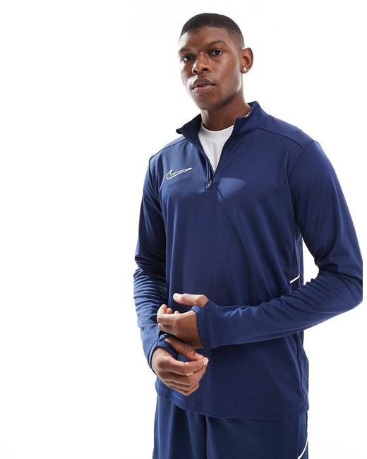 Nike Football Blue Academy 25 Dri-fit Half Zip Long Sleeve Top for men