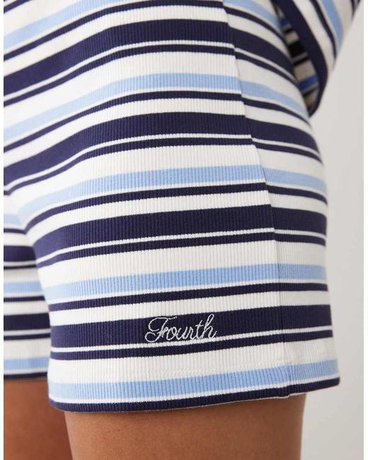 4th & Reckless Blue Cotton Rich Elasticated Waistband Shorts Co-ord