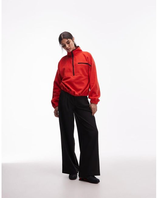 ASOS Red Half Zip Polar Fleece