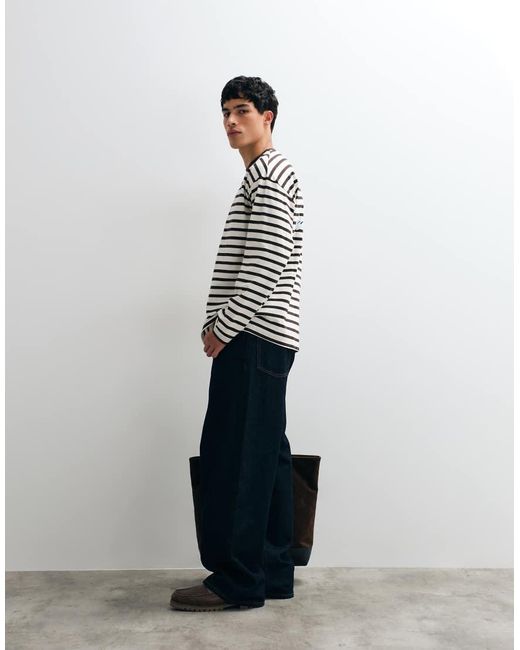 Jack & Jones White Long Sleeve Striped T-shirt for men