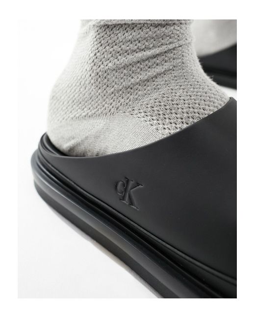 Sandalias negras estilo zuecos sin cierres Calvin Klein de hombre de color White