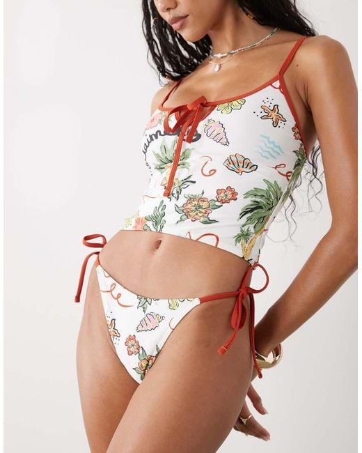 Reclaimed Vintage White Tie Side Bikini Bottom