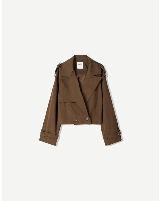 Bershka Natural Short Trench Jacket
