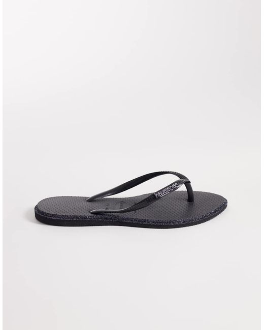 Havaianas Blue Slim Point Glitter Flip Flops