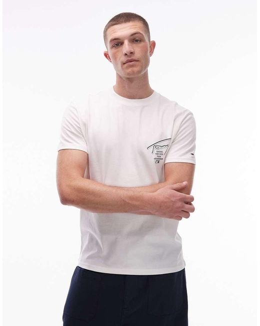 Tommy Hilfiger White Regular Back Print Signature T-shirt for men