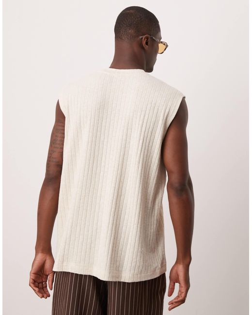 ASOS Natural Oversized Linen Mix Tank for men