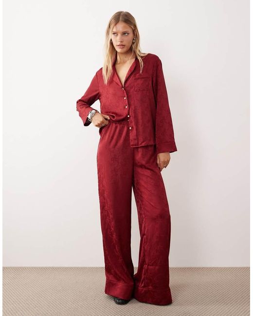 Sister Jane Red Dita Satin Pyjama Shirt Co-ord