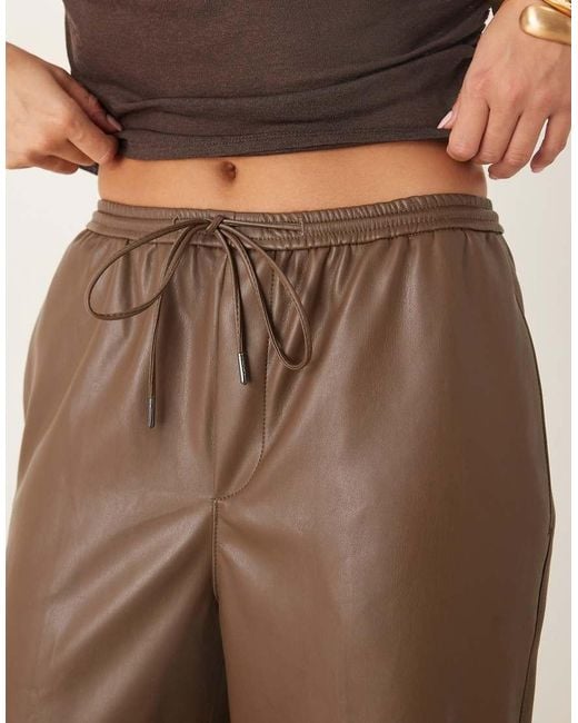 Mango Natural Faux Leather Tie Waist Pants