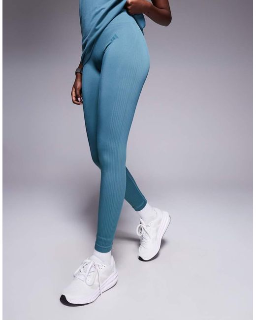 Adidas Originals Blue Adidas Training Knitted Full Length leggings