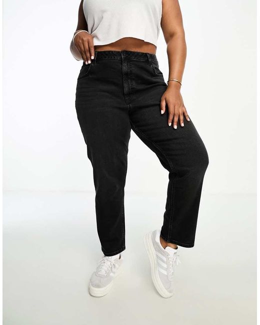 Vaqueros Mom Negro Lavado Cómodos De Corte Slim De Asos Design Curve ASOS de color Black