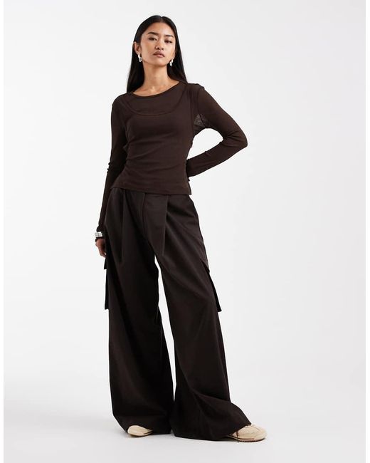 ASOS Black Double Layer Sheer Top